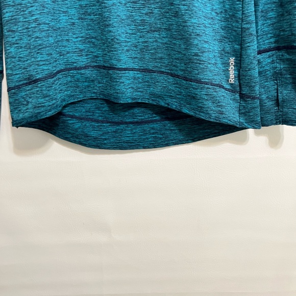 Reebok Play Warm infinity long sleeve shirt mock neck teal black sz L Hi-Lo - Picture 5 of 13